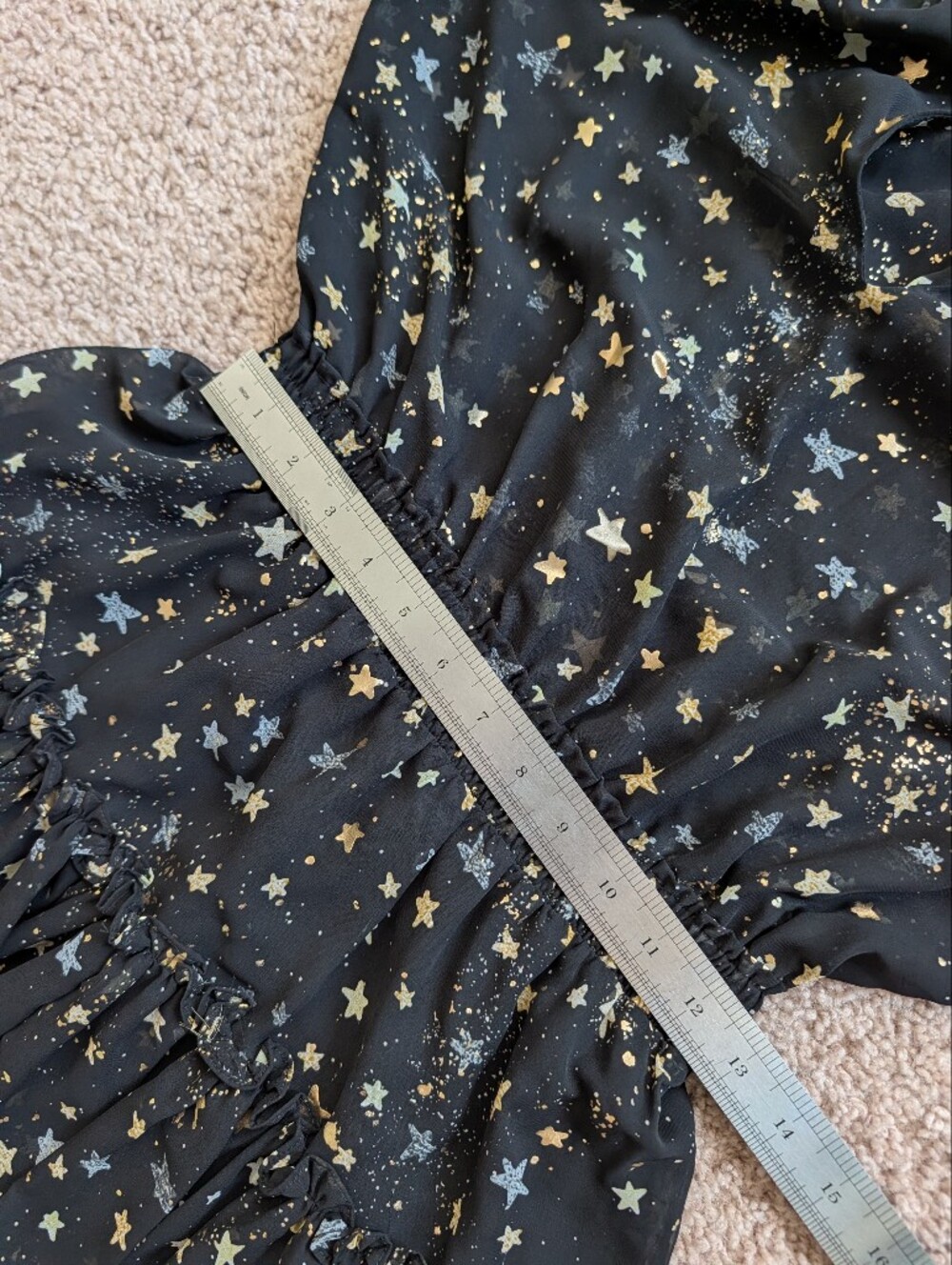 Buddy Love Womens Black Gold Star Zozo Whimsigoth Tiered Mini Dress Size Medium - Picture 8 of 11